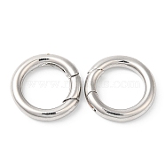 Brass Spring Gate Rings, Cadmium Free & Lead Free, Long-Lasting Plated, Ring, Platinum, 15x14.5x3mm(KK-R143-24P)
