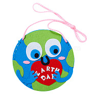 The Earth Day Theme DIY Non Woven Cloth Cartoon Earth-shaped Bag Kits, with Random Color Cords, Plastic Pin and Adhesive Patch, for Kindergarten Children Art Craft Supplies, Mixed Color, 170x1mm, Hole: 2.5mm(DIY-WH0001-39)