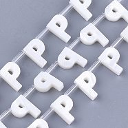 Natural Freshwater Shell Beads, Top Drilled Beads, White, Letter.P, 10x7x3mm, Hole: 0.8mm(SHEL-T012-59P)