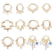 Elite 10Pcs 5 Style Brass Hoop Earring Findings, with Loops, Golden, 13~17.5x11.5~18x1.5~2.5mm, Pin: 0.7~1mm, Hole: 0.6~1.5mm, 2pcs/style(FIND-PH0005-44)