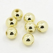 Plating Plastic Acrylic Round Beads, Light Golden Plated, 8mm, Hole: 1.5mm, about 1800pcs/pound(PACR-L003-8mm-LG)