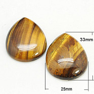 Gemstone Cabochons, teardrop, Natural Tiger Eye, 33x25x7mm(G-H1598-DR-33x25x7-04)