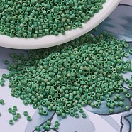 MIYUKI Delica Beads Small, Cylinder, Japanese Seed Beads, 15/0, (DBS0877) Matte Opaque Green AB, 1.1x1.3mm, Hole: 0.7mm, about 175000pcs/bag, 50g/bag(SEED-X0054-DBS0877)