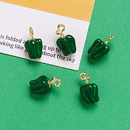 Alloy Enamel Pendants, Golden, Bell Pepper Charm, Dark Green, 18x10mm(INS-PW0002-09B)