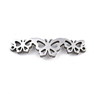 304 Stainless Steel Link Connectors, Laser Cut, Butterfly, Stainless Steel Color, 8.5x30x1.5mm, Hole: 1mm(STAS-T059-12P)