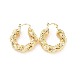 Brass Twist Rope Shape Hoop Earrings for Women, Golden, 35.5x30.5x7.5mm, Pin: 0.5x1~1.5mm(EJEW-F303-07G)