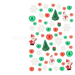 BENECREAT DIY Christmas Theme Vase Fillers, Including Santa Claus & Snowman & Tree Resin Display Decration & Cabochon, Round Plastic Beads, Nail Art Powder, Mixed Color(DIY-BC0009-60)