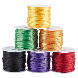 Elite 6 Rolls 6 Colors Nylon Rattail Satin Cord, Beading String, for Chinese Knotting, Jewelry Making, Mixed Color, 2mm, about 10.93 yards(10m)/roll, 1 roll/color(NWIR-PH0002-12)