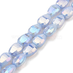 Imitation Jade Glass Beads Strands, AB Color Plated, Faceted, Teardrop, Light Steel Blue, 9x6x4.5mm, Hole: 2.2mm, about 58pcs/strand, 20.67''(52.5cm)(GLAA-P058-06A-01)