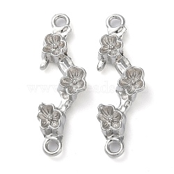 Alloy Connector Charms, Lead Free & Cadmium Free, Flower Links, Platinum, 32x10.5x3.5mm, Hole: 2mm(FIND-Z014-09P)