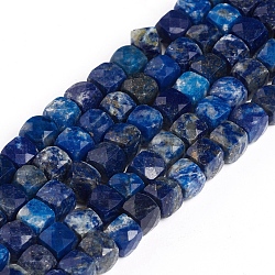 Natural Lapis Lazuli Beads Strands, Faceted, Cube, 4~5x4~5x4~5mm, Hole: 0.7mm, about 72~76pcs/strand, 15.55 inch(39.5cm)(G-E560-A08-4mm)