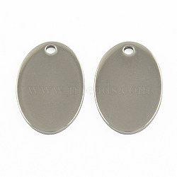 Tarnish Resistant 304 Stainless Steel Stamping Blank Tag Pendants, Oval Charms, Stainless Steel Color, 17.5x11.5x1mm, Hole: 2mm(STAS-S028-02)