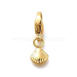 304 Stainless Steel Pendant Decorations, Ion Plating(IP), with Lobster Claw Clasp, Real 14K Gold Plated, Shell Shape, 9.5x6.5x1.5mm(STAS-R159-43G-02)