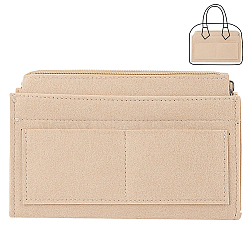 Wool Felt Purse Organizer Insert, Mini Handbag Shaper Premium Felt, Bag Accessories, with Metal Zipper Pulls, Rectangle, Tan, 20.5x13.5x7.5cm(FIND-WH0126-38A)