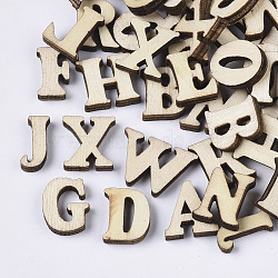 Laser Cut Wood Shapes, Unfinished Wooden Embellishments, Wooden Cabochons, Mixed Letters, Random Letters, PapayaWhip, 14.5~19.5x8~21.5x3.5mm(X-WOOD-T011-39)
