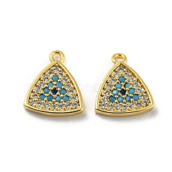 Brass Micro Pave Cubic Zirconia Charms, Triangle, Real 18K Gold Plated, 11x9.5x2mm, Hole: 1mm(KK-D090-02G)