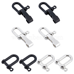 8 Pcs 2 Styles Alloy D-Ring Anchor Shackle Clasps, with 2Pcs T-Shaped Adjustable Alloy Clasps, Cadmium Free & Lead Free, Mixed Color, Shackle Clasp: 29~33.5x11.5~27x8~9mm, Hole: 2.8~5mm(FIND-NB0002-95)