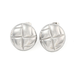 Non-Tarnish Flat Round 304 Stainless Steel Ear Studs, Stud Earrings for Women, Stainless Steel Color, 21mm(EJEW-L290-027P)