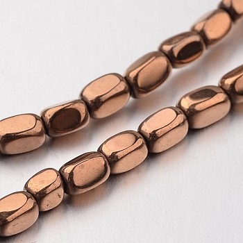 Electroplate Non-magnetic Synthetic Hematite Bead Strands, Cuboid, Copper Plated, 4x3x3mm, Hole: 1mm, about 90pcs/strand, 15.7 inch