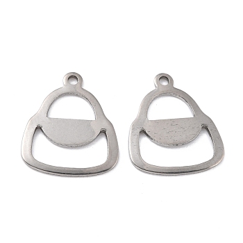 201 Stainless Steel Pendants, Handbag, Stainless Steel Color, 17.5x15x1mm, Hole: 1.4mm