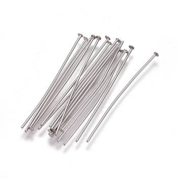 304 Stainless Steel Flat Head Pins, Stainless Steel Color, 35x0.7mm, Head: 1.5mm