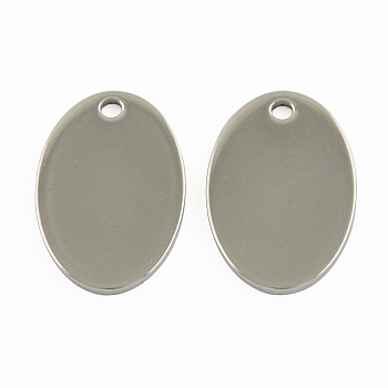 304 Stainless Steel Stamping Blank Tag Pendants, Oval Charms, Stainless Steel Color, 17.5x11.5x1mm, Hole: 2mm