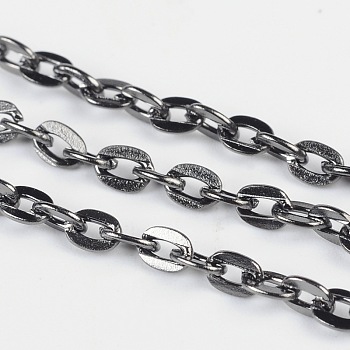 Iron Cable Chains, Unwelded, with Spool, Flat Oval, Cadmium Free & Lead Free, Gunmetal, 4x2.7x0.7mm, about 32.8 Feet(10m)/roll