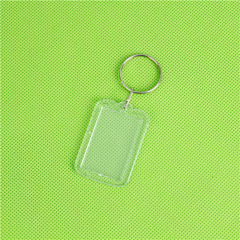 Acrylic Photo Frame Keychain, with Iron Split Key Rings, Rectangle, 4.8x3.3cm