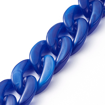 Handmade Acrylic Curb Chains, Imitation Gemstone, for Handbag Chain Making, Royal Blue, Link: 23x16.5x5mm, 39.37 inch(1m)/strand