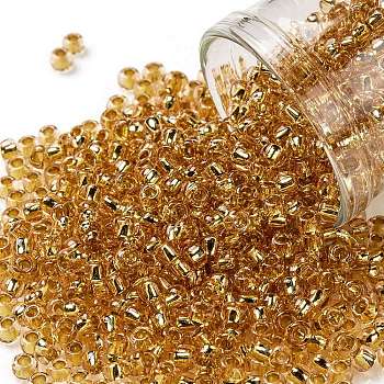 TOHO Round Seed Beads, Japanese Seed Beads, (753) 24K Gold Lined Rose Gold, 8/0, 3mm, Hole: 1mm, about 10000pcs/pound