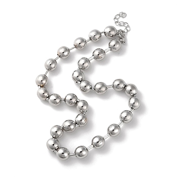 Rack Plating Brass Ball Chain Necklaces for Women, Lead Free & Cadmium Free, Platinum, 17.24 inch(43.8cm)
