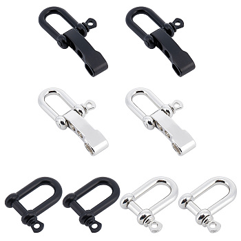 8 Pcs 2 Styles Alloy D-Ring Anchor Shackle Clasps, with 2Pcs T-Shaped Adjustable Alloy Clasps, Cadmium Free & Lead Free, Mixed Color, Shackle Clasp: 29~33.5x11.5~27x8~9mm, Hole: 2.8~5mm