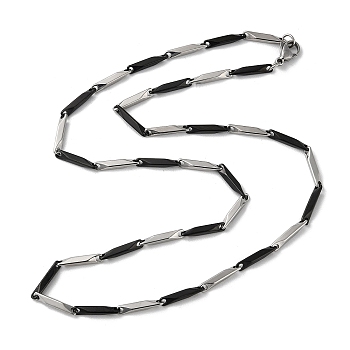 201 Stainless Steel Bar Link Chain Necklaces for Men Women, Black, 19.76 inch(50.2cm)