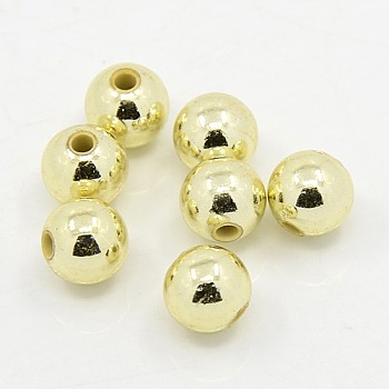 Plating Plastic Acrylic Round Beads, Light Golden Plated, 8mm, Hole: 1.5mm, about 1800pcs/pound