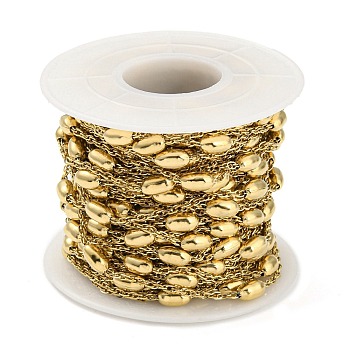 Ion Plating(IP) 304 Stainless Steel Oval Link Chains, Soldered, with Spool, Golden, Beads: 7x4mm, about 32.81 Feet(10m)/Roll