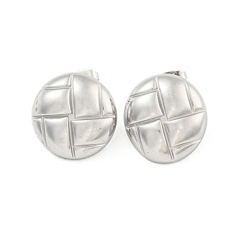 Non-Tarnish Flat Round 304 Stainless Steel Ear Studs, Stud Earrings for Women, Stainless Steel Color, 21mm