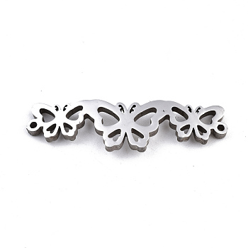304 Stainless Steel Link Connectors, Laser Cut, Butterfly, Stainless Steel Color, 8.5x30x1.5mm, Hole: 1mm