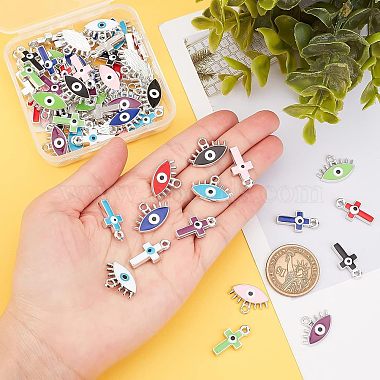 SUPERFINDINGS 64Pcs 16 Style CCB Plastic Enamel Pendants(CCB-FH0001-08)-3