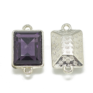 Platinum Purple Rectangle Alloy+Glass Links