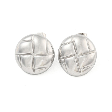 Flat Round 304 Stainless Steel Stud Earrings