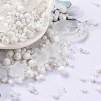 DIY Jewelry Making Finding Kit, Glass & Seed Beads, Round & Star & Moon, White, 2~16x2~12x3~7mm, Hole: 0.8~1.2mm(X1-DIY-R082-01)