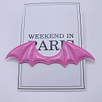 Imitation Leather Devil Wings Ornament Accessories, Fabric Embossed Wings, Craft Wings, for DIY Children's Clothes, Hair Accessories, Orchid, 40x145mm(WI-PW0001-027B)