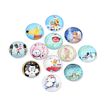 Flatback Glass Cabochons for DIY Projects, Christmas Theme Pattern, Dome/Half Round, Mixed Color, 12x4mm(X-GGLA-S029-12mm-074)