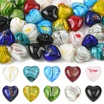40Pcs 10 Colors Millefiori Glass Beads, Heart, Mixed Color, 11.5~12x12x6.5~7mm, Hole: 0.8mm, 4pcs/color(GLAA-YW0005-78)