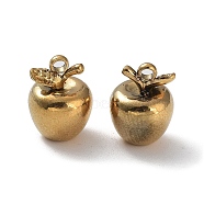 Ion Plating(IP) 304 Stainless Steel Charm, 3D Apple Charm, Real 18K Gold Plated, 11x8mm, Hole: 1.6mm(X-STAS-M323-53G)