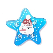 Christmas Printed Acrylic Pendants, Star Charm, Snowman, 41x43.5x2mm, Hole: 1.4mm(MACR-M021-02B)