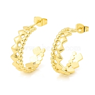304 Stainless Steel Rhombus Wrap Stud Earrings, Half Hoop Earrings for Women, Golden, 20x6mm, Pin: 0.7mm(EJEW-E254-17G)