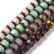 Electroplate Opaque Glass Beads Strands, Half Golden Plated, Long-Lasting Plated, Faceted, Rondelle, Mixed Color, 7.5x6mm, Hole: 1.2mm, about 60pcs/strand, 15.75''(40cm)(GLAA-P003-A)