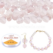 DIY Natural Stone Beads Bracelet Making Kit, Including Heart Natural Rose Quartz Beads, Elastic Thread, Beads: about 34pcs/box(DIY-AR0002-05)