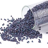 TOHO Round Seed Beads, Japanese Seed Beads, (705) Matte Color Frost Iris Blue, 15/0, 1.5mm, Hole: 0.7mm, about 3000pcs/bottle, 10g/bottle(SEED-JPTR15-0705)